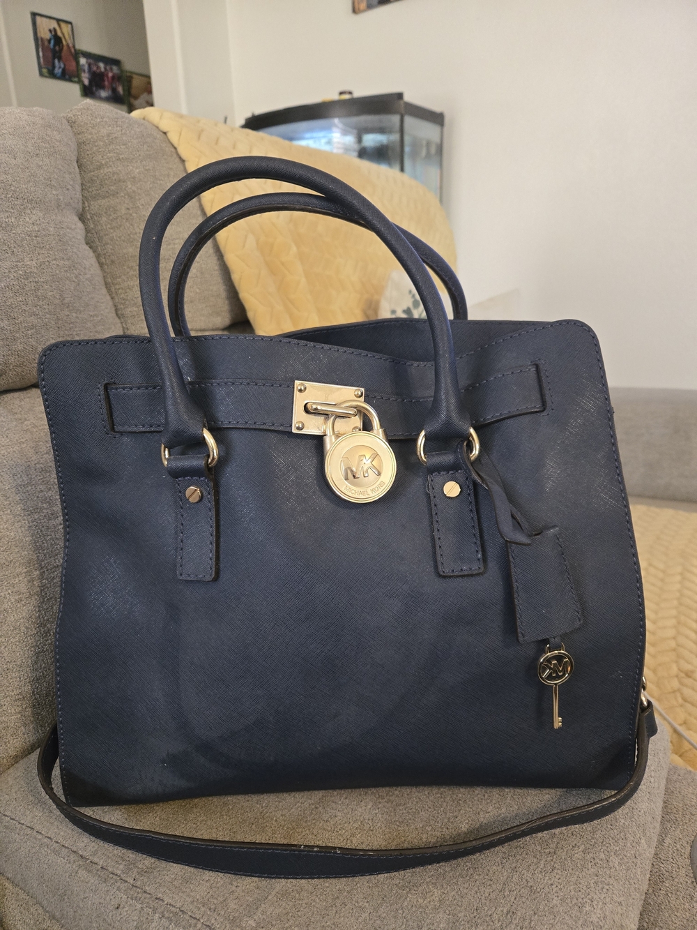 Michael Kors Navy Saffiano Leather Satchel